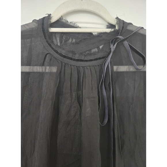 Zara Sheer Multi-Position Long Sleeve Tie Neck Blouse Black Size M NWT - Picture 8 of 14